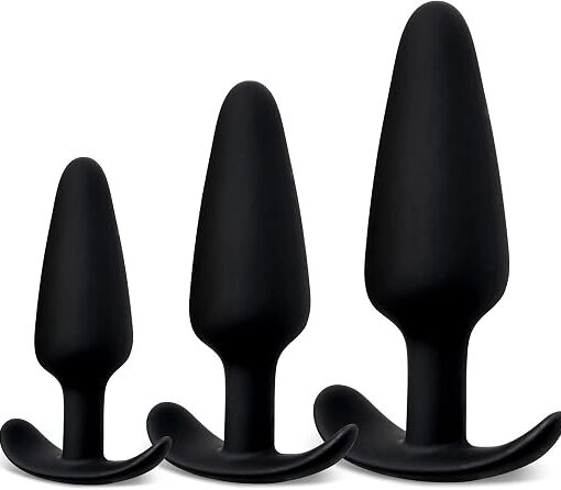 Juego de kit de 3 tapones anales de silicona de entrenamiento unisex